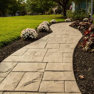 stamped concrete walkway