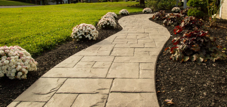 stamped concrete walkway