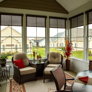 interior of furnished patio enclosure