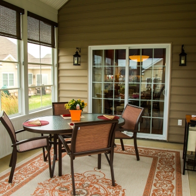 interior of decorated patio enclosure