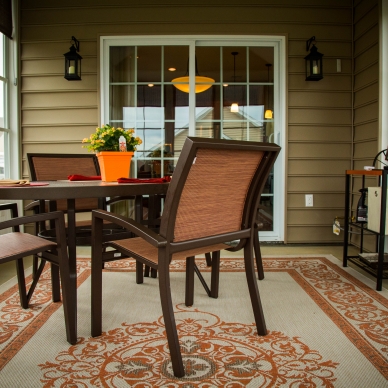 interior of furnished patio enclosure