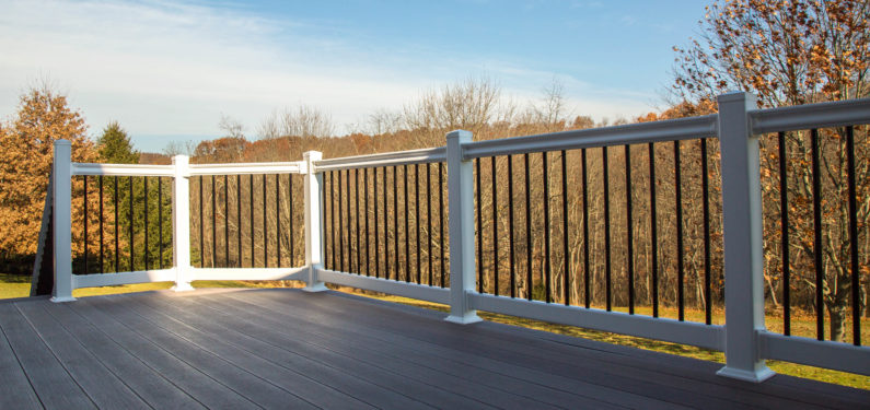 vinyl railings around a deck