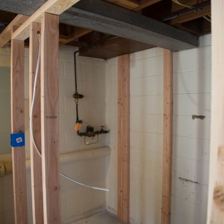 new framing during a bathroom remodel