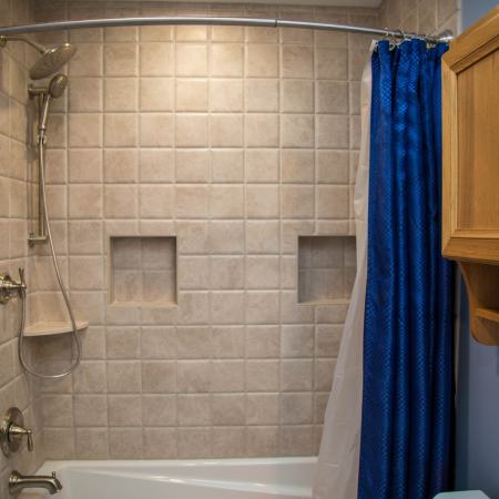 remodeled bathroom and shower combination