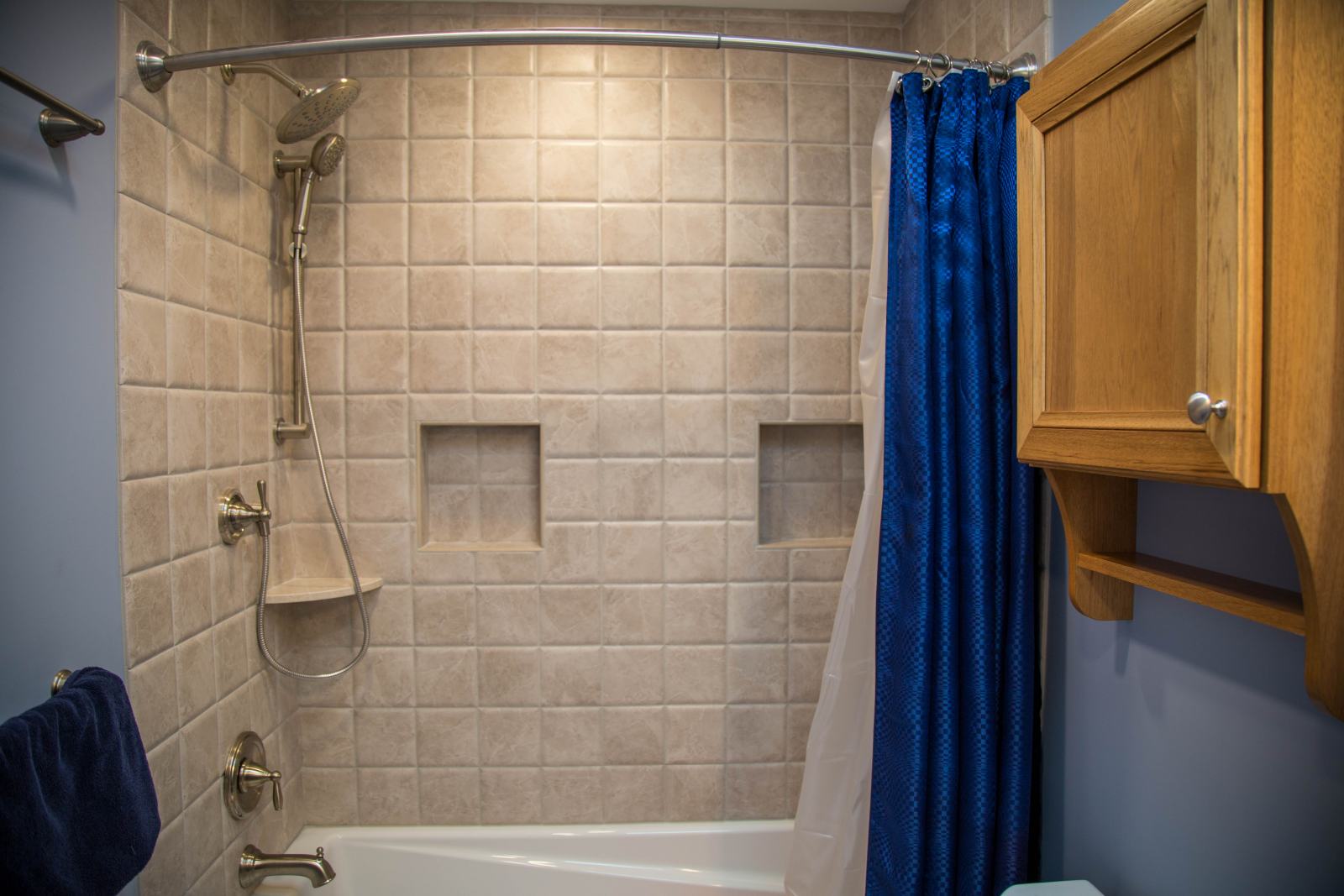 remodeled bathroom and shower combination