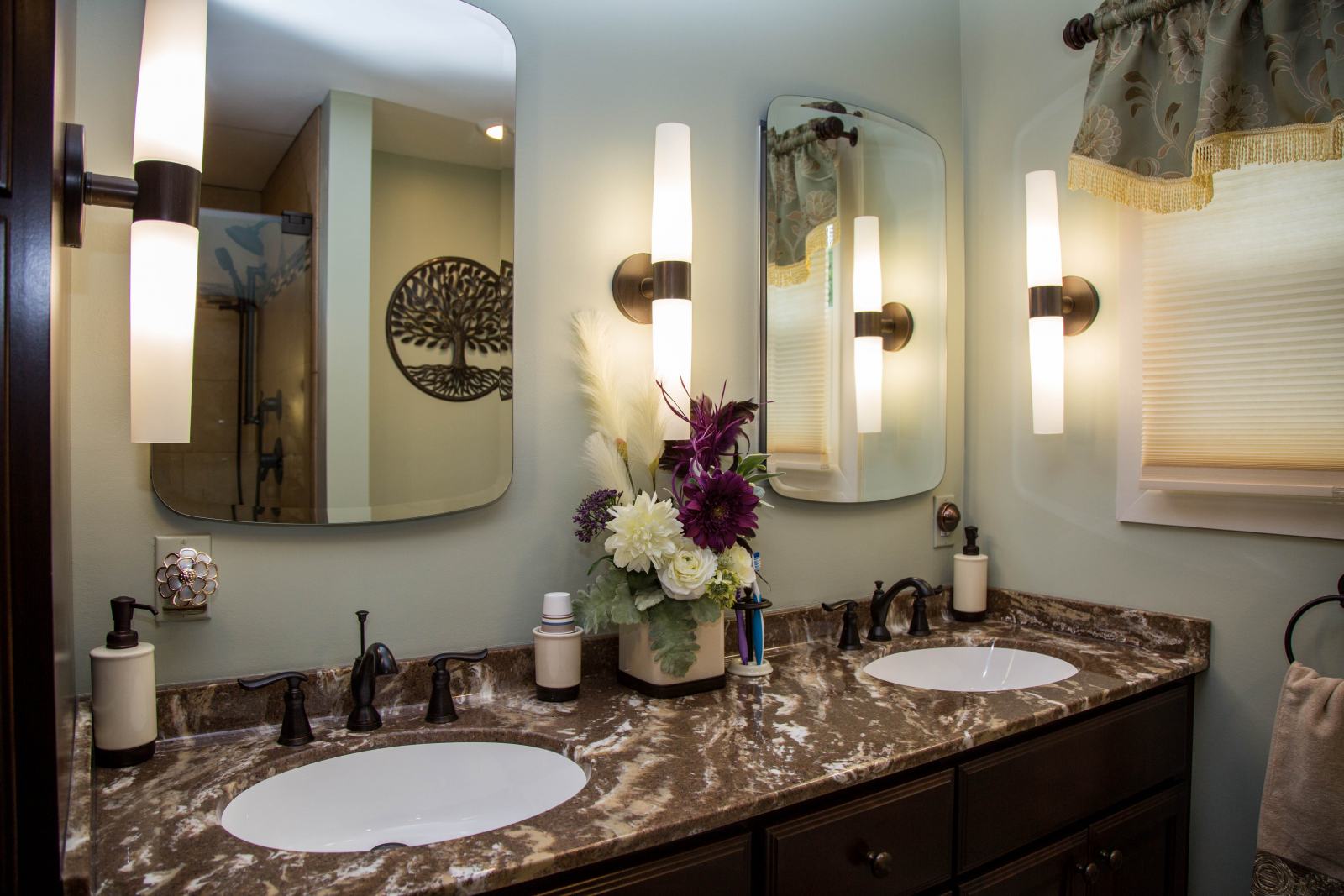 Keener - dual sink and mirror bathroom vanity