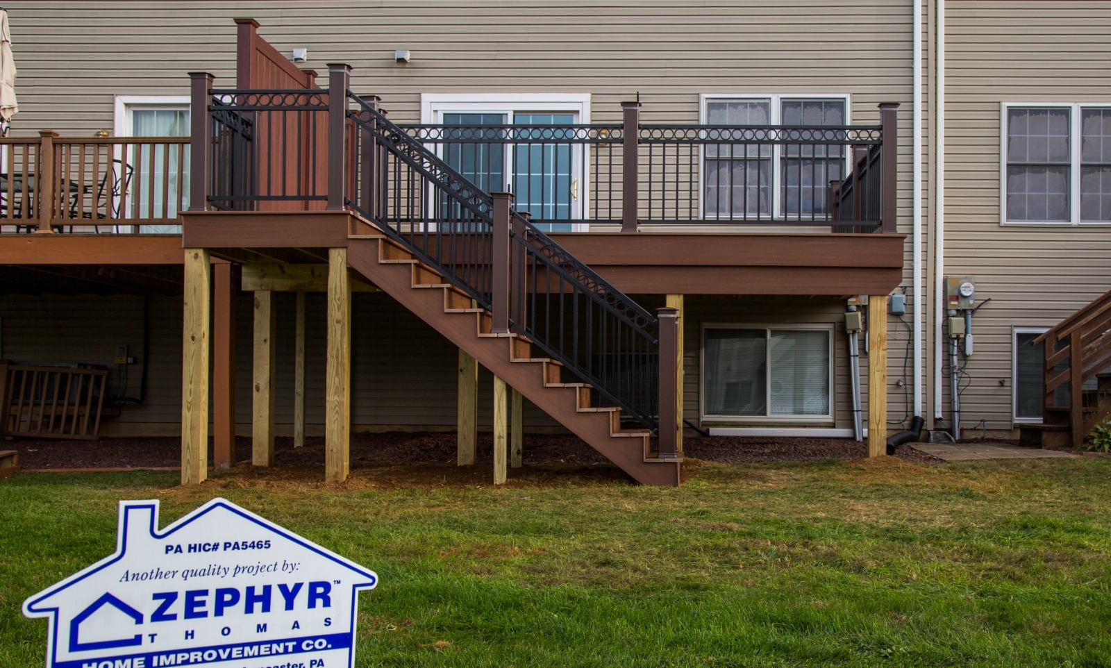 new vinyl railings on deck and stairs