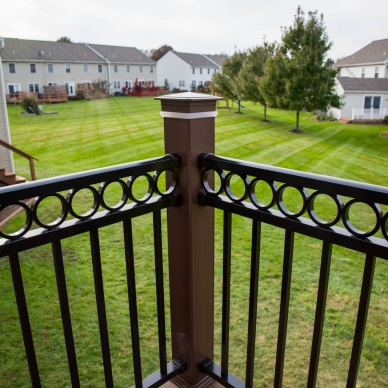 corner column of new vinyl railings