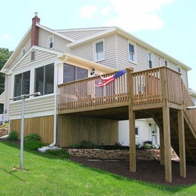 finished home addition and deck