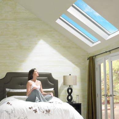 bedroom with skylights