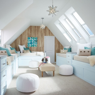 kids room with skylights