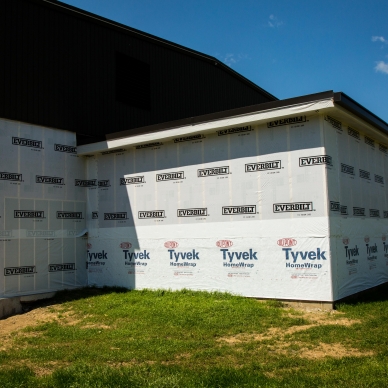 building with homewrap to prep for siding