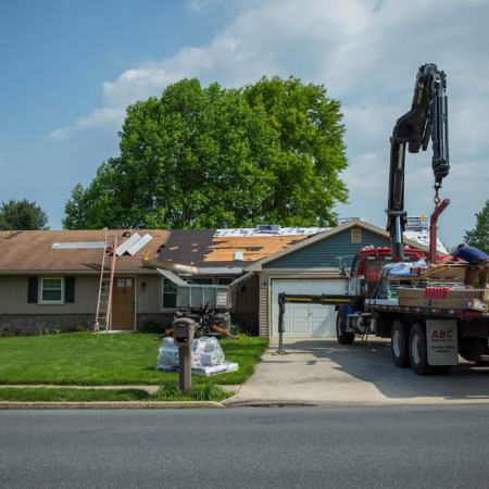 roof replacement in progress