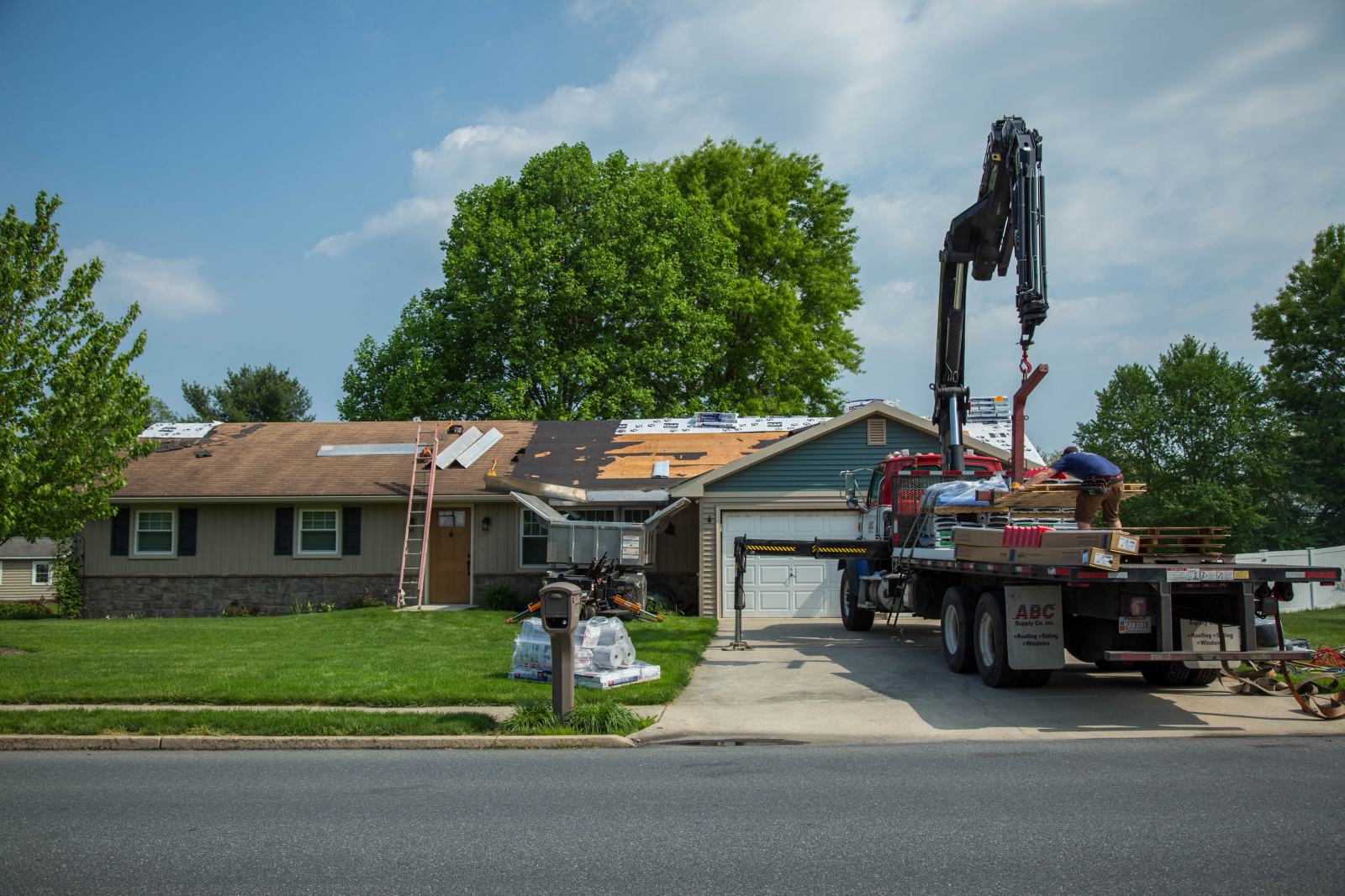 roof replacement in progress