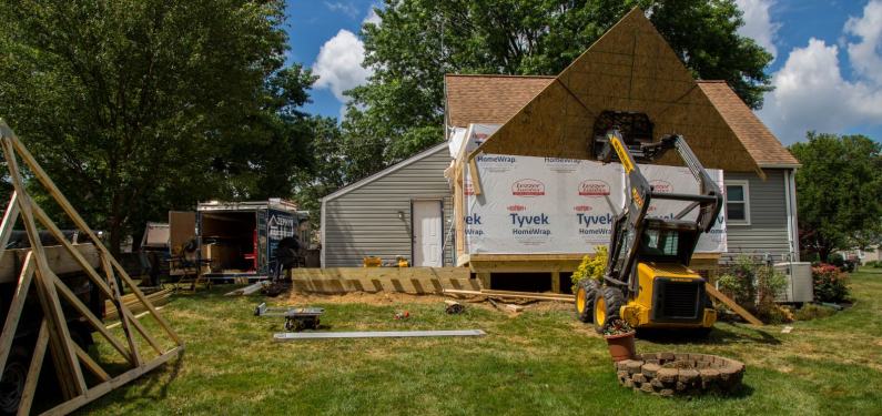 patio enclosure construction in progress