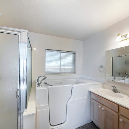 walk-in tub in a bathroom