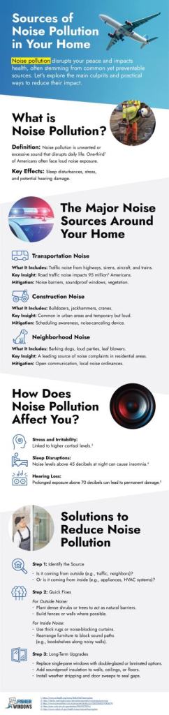 Fisher Windows - Sources of Noise Pollution in Your Home Infographic