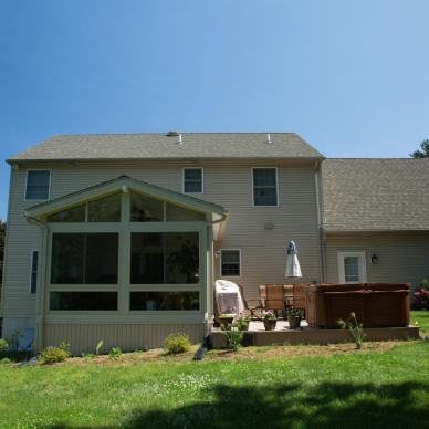 REINFRIED - new 4-season room and patio to replace old wood deck